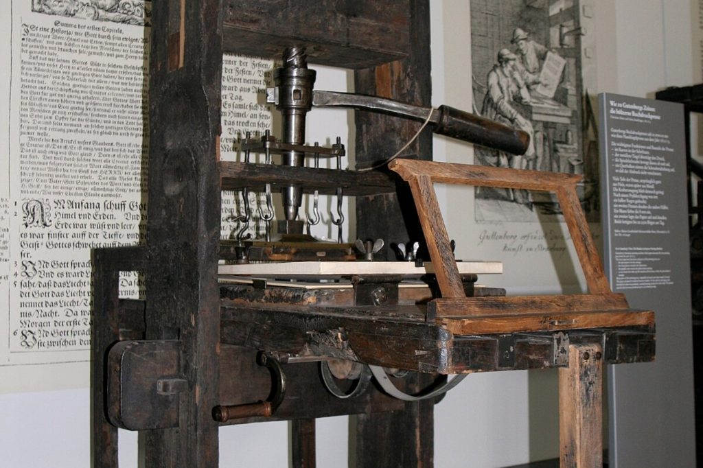 prva štamparska mašina -Johannes Gutenberg